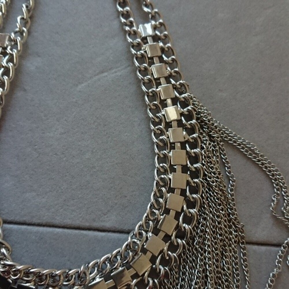 Yellow Rhinestone & Chains Statement Choker Neckl… - image 8